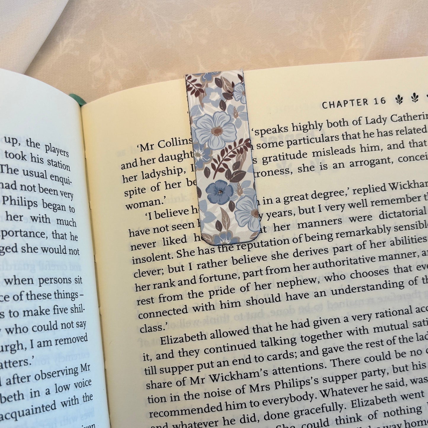 Floral Print Magnetic Bookmark