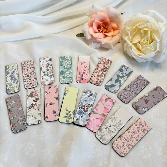 Floral Print Magnetic Bookmark