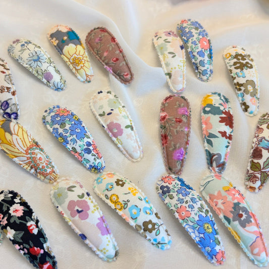 Floral Fabric Hair Clips