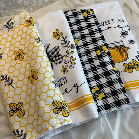 Microfiber Bee Print Tea Towel